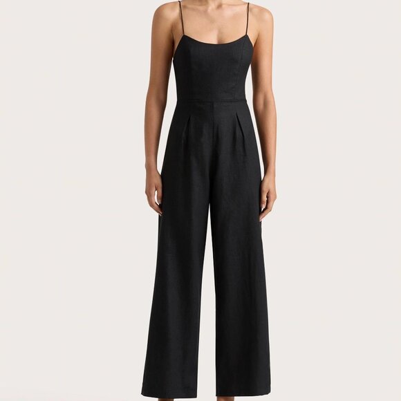 NWT Women Faithfull the Brand Black Pure Linen Sleeveless Antibes Jumpsuit 4 - Picture 1 of 14